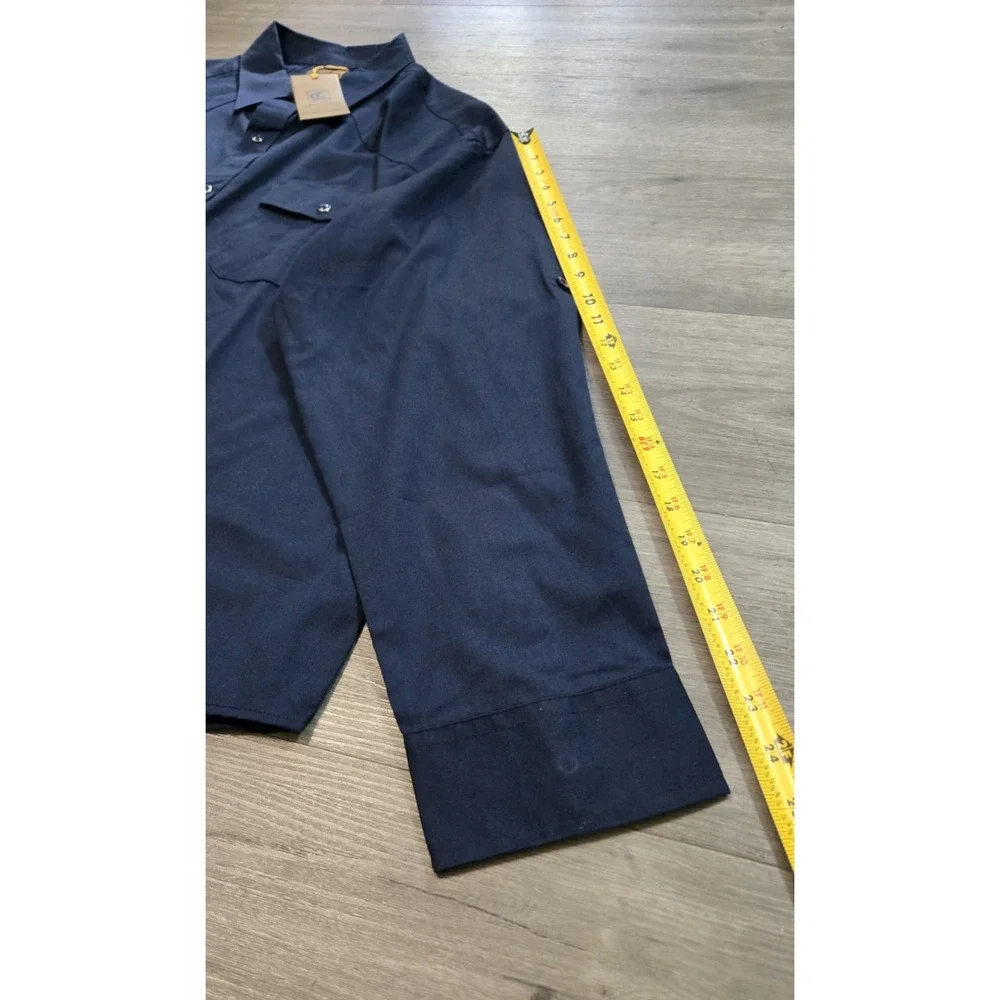 Coevals Club Pearl Snap Shirt Men 2XL Navy Blue L/S Roll Tab Sleeve Western NWT
